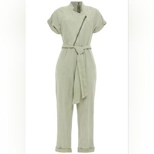 Alice + Olivia Green Leonarda Cropped Belted Lyocell Jumpsuit